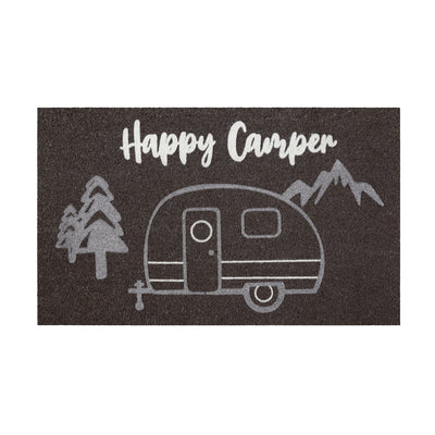 Fußmatte aus Kokosfaser Anthrazit Grau "Happy Camper" WECONhome