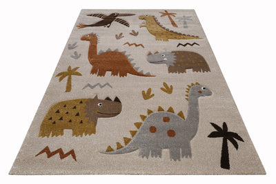 Kinderteppich Sand Beige meliert "T-Rex & Friends" Smart Kids