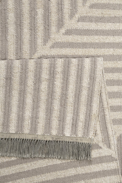 Kelim Teppich Grau Beige aus Naturfasern "Irregular Fields" WECONhome