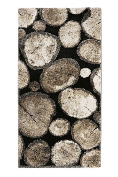 Teppich Holzbraun Schwarz Kurzflor "Logs" WECONhome