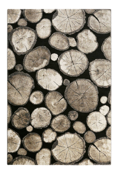 Teppich Holzbraun Schwarz Kurzflor "Logs" WECONhome