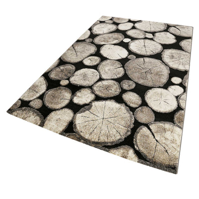 Teppich Holzbraun Schwarz Kurzflor "Logs" WECONhome