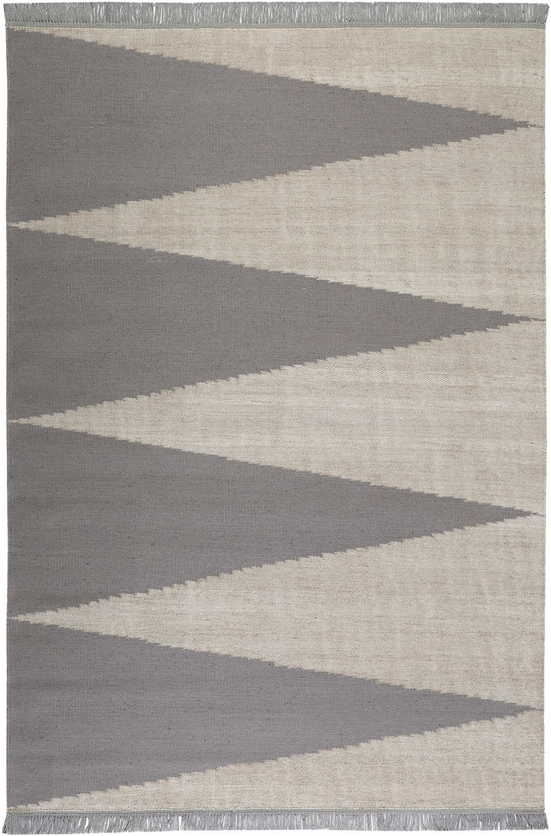 Kelim Teppich Grau Beige aus Naturfasern "Smart Triangle" WECONhome